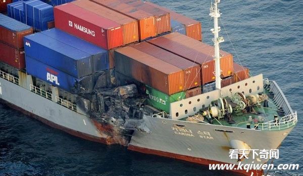 实拍日本驱逐舰与韩国货船相撞起大火事故现场 三海员受伤(组图15